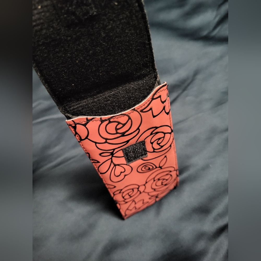 Floral Protective Pouch Case – Pink with Black Trim - Picture 4 of 5